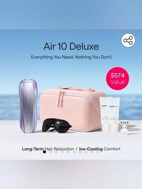 Air 10 Deluxe Hair Reduction Device with Pink Travel Case